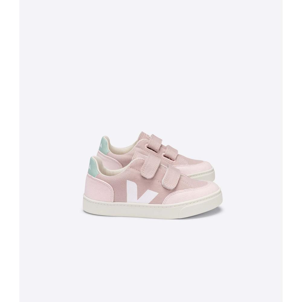 Kids\' Veja V-12 CANVAS Sneakers Pink | SG 872NWY